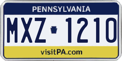 PA license plate MXZ1210