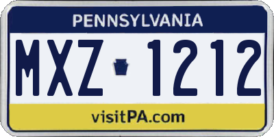 PA license plate MXZ1212