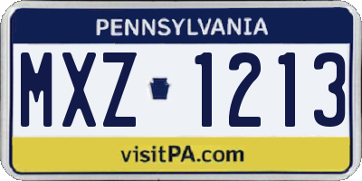 PA license plate MXZ1213