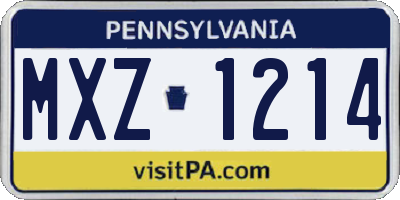 PA license plate MXZ1214