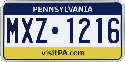 PA license plate MXZ1216