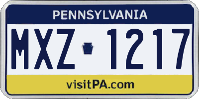 PA license plate MXZ1217