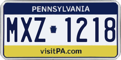PA license plate MXZ1218
