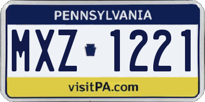 PA license plate MXZ1221