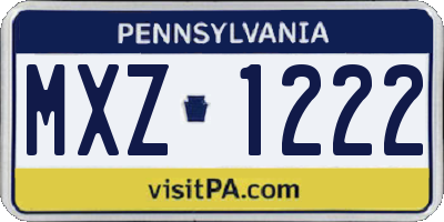 PA license plate MXZ1222