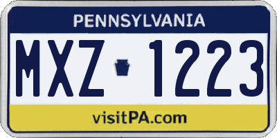PA license plate MXZ1223