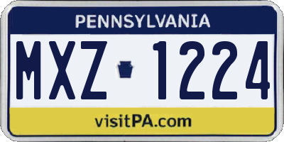 PA license plate MXZ1224