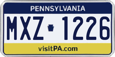 PA license plate MXZ1226