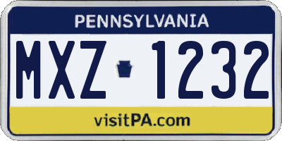 PA license plate MXZ1232