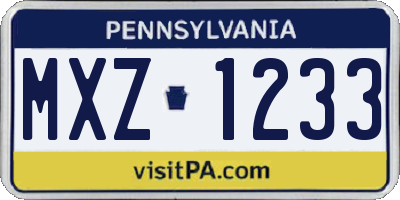 PA license plate MXZ1233