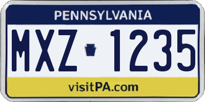PA license plate MXZ1235