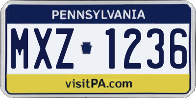 PA license plate MXZ1236