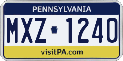 PA license plate MXZ1240