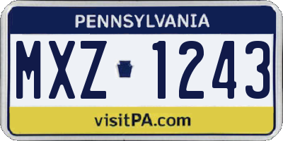 PA license plate MXZ1243