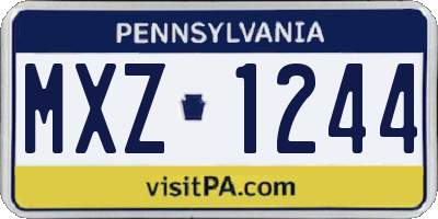 PA license plate MXZ1244
