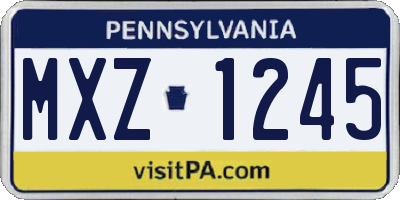 PA license plate MXZ1245