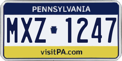 PA license plate MXZ1247