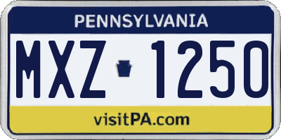 PA license plate MXZ1250