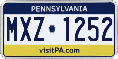 PA license plate MXZ1252