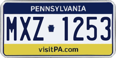PA license plate MXZ1253