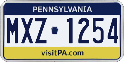 PA license plate MXZ1254