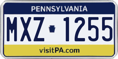 PA license plate MXZ1255