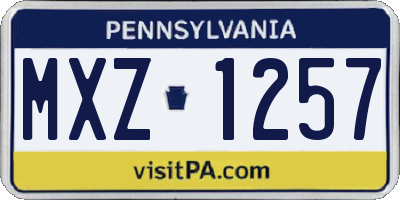 PA license plate MXZ1257