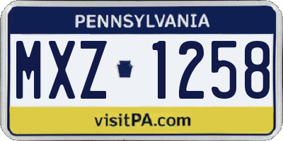 PA license plate MXZ1258