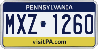 PA license plate MXZ1260
