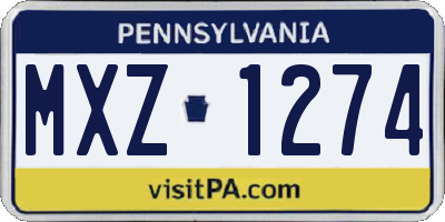 PA license plate MXZ1274