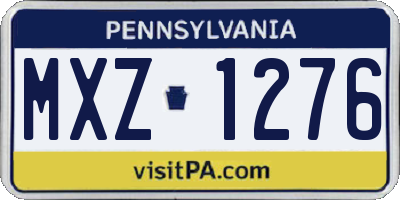 PA license plate MXZ1276