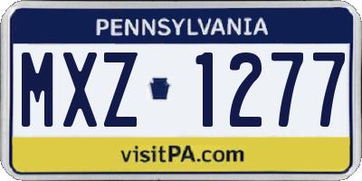 PA license plate MXZ1277