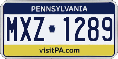PA license plate MXZ1289