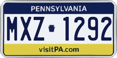 PA license plate MXZ1292