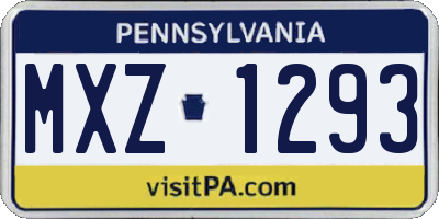 PA license plate MXZ1293