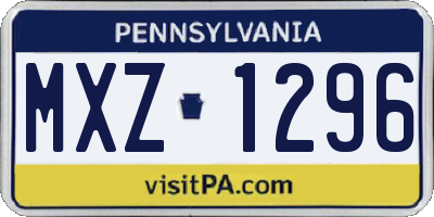 PA license plate MXZ1296