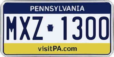 PA license plate MXZ1300