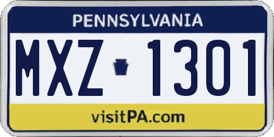 PA license plate MXZ1301