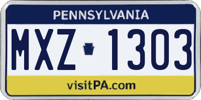 PA license plate MXZ1303