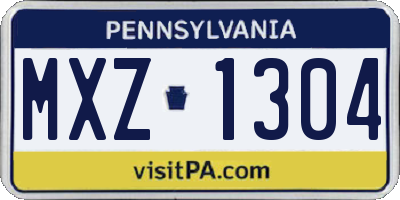 PA license plate MXZ1304