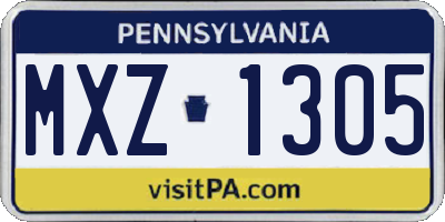 PA license plate MXZ1305