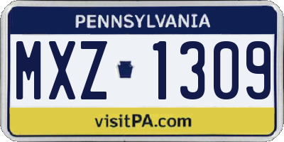 PA license plate MXZ1309