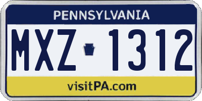 PA license plate MXZ1312