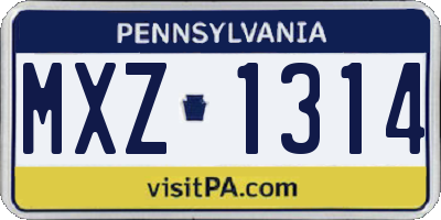 PA license plate MXZ1314