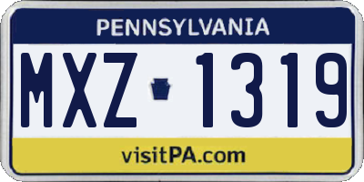 PA license plate MXZ1319
