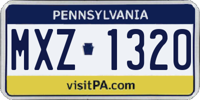 PA license plate MXZ1320