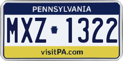PA license plate MXZ1322