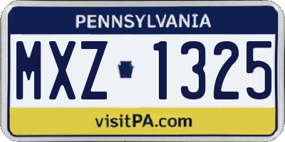 PA license plate MXZ1325