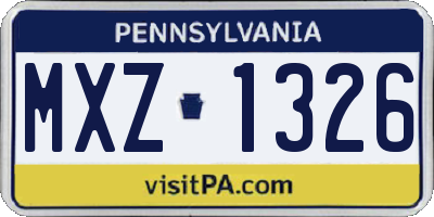 PA license plate MXZ1326