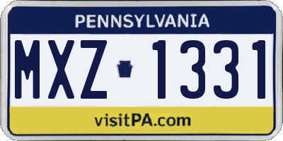 PA license plate MXZ1331